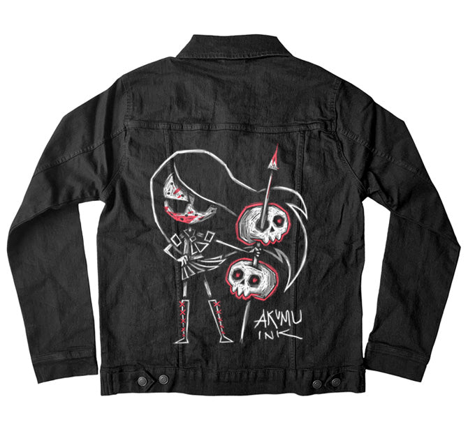 Tokyo the Impaler Denim Jacket – gothic denim jacket by Akumu Ink, alt fashion art from Akumu Ink Clothing