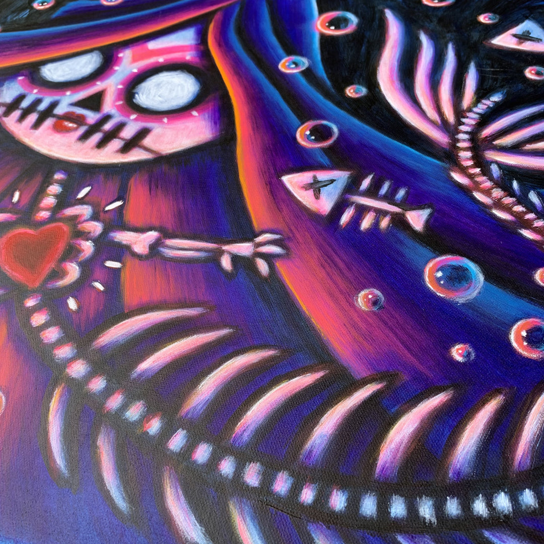 La Sirena 50x60cm Painted Canvas – gothic art by Akumu Ink, alt fashion art from Akumu Ink Clothing