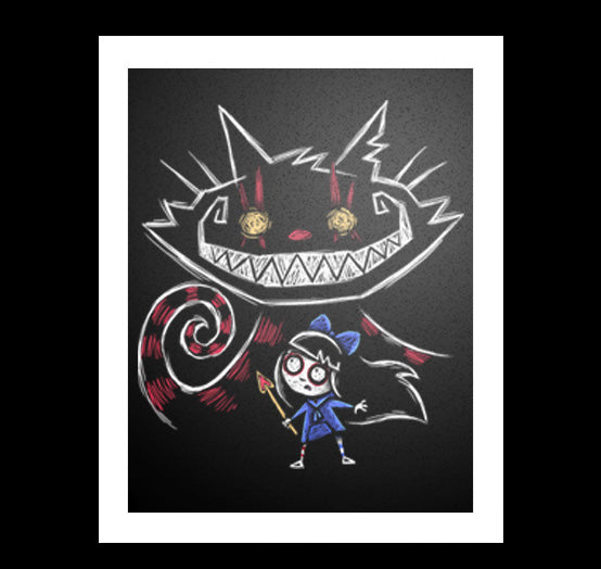 Cheshire in Hell Artwork – gothic art by Akumu Ink, alt fashion art from Akumu Ink Clothing