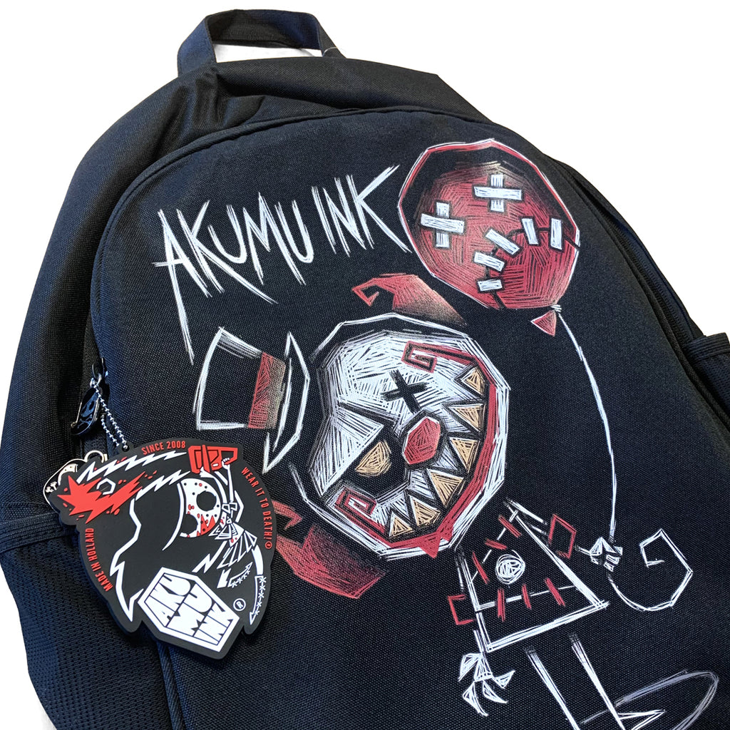 Same Joke Different Day Backpack – gothic backpack by Akumu Ink, alt fashion art from Akumu Ink Clothing