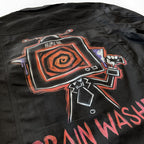 Brainwashed Denim Jacket – gothic denim jacket by Akumu Ink, alt fashion art from Akumu Ink Clothing