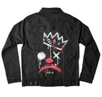 King of Klowns Denim Jacket – gothic denim jacket by Akumu Ink, alt fashion art from Akumu Ink Clothing