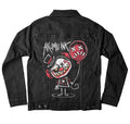 Same Joke Different Day Denim Jacket – gothic denim jacket by Akumu Ink, alt fashion art from Akumu Ink Clothing