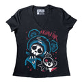 The Culprits Women Vneck – gothic Women Shirts by Akumu Ink, alt fashion art from Akumu Ink Clothing