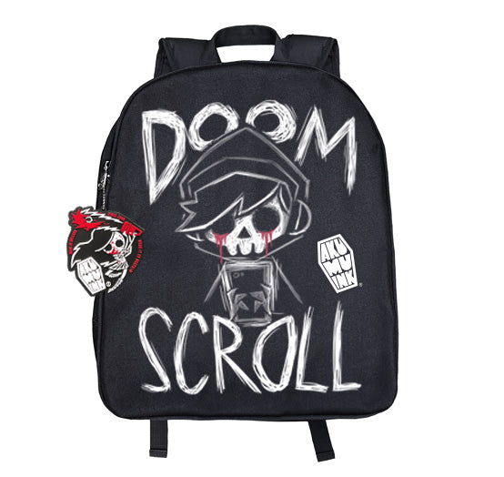 Doom Scroll Backpack – gothic backpack by Akumu Ink, alt fashion art from Akumu Ink Clothing