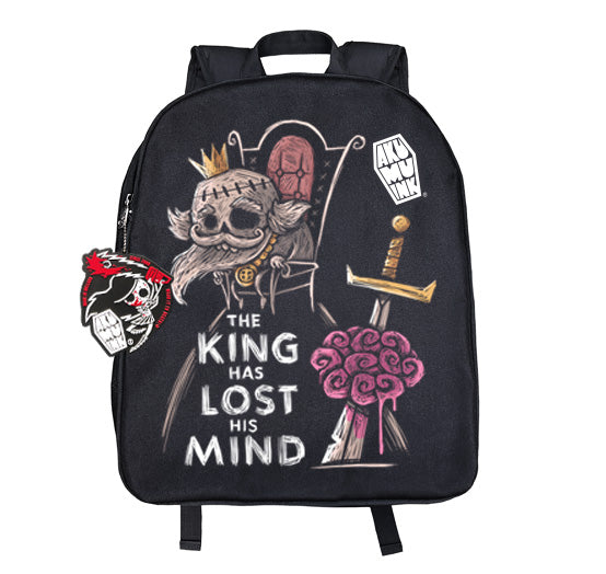The King has Lost his Mind Backpack – gothic backpack by Akumu Ink, alt fashion art from Akumu Ink Clothing