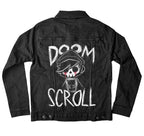 Doom Scroll Denim Jacket – gothic denim jacket by Akumu Ink, alt fashion art from Akumu Ink Clothing