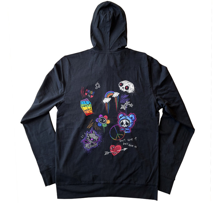 Rebel Pride Hoodie – gothic long sleeve by Akumu Ink Clothing, alt fashion art from Akumu Ink Clothing