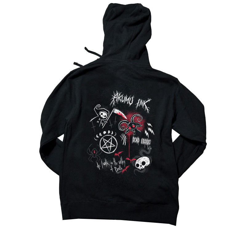 Rebel Metal Hoodie – gothic long sleeve by Akumu Ink Clothing, alt fashion art from Akumu Ink Clothing