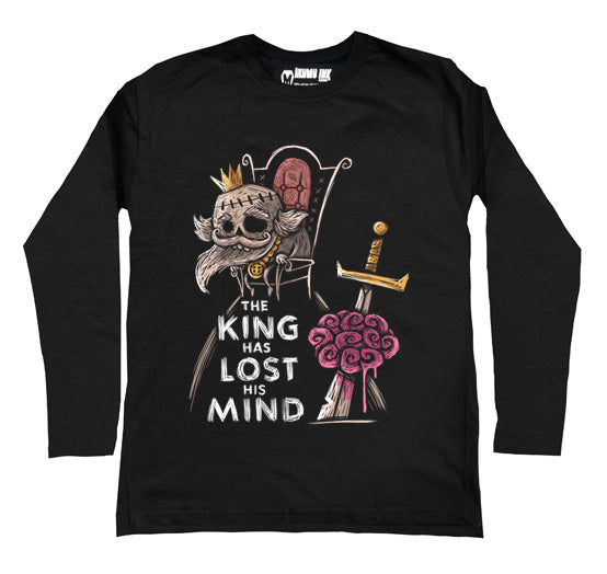 The King has Lost his Mind Men Long Sleeve Tshirt – gothic Men Shirts by Akumu Ink, alt fashion art from Akumu Ink Clothing