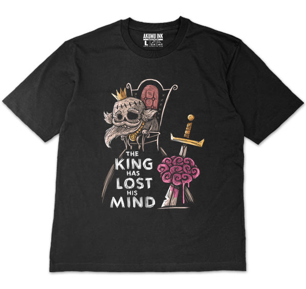 The King has Lost his Mind Oversized Unisex Tshirt – gothic Men Shirts by Akumu Ink, alt fashion art from Akumu Ink Clothing