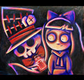 The Hatter's Secret 40x50cm Painted Canvas – gothic art by Akumu Ink, alt fashion art from Akumu Ink Clothing