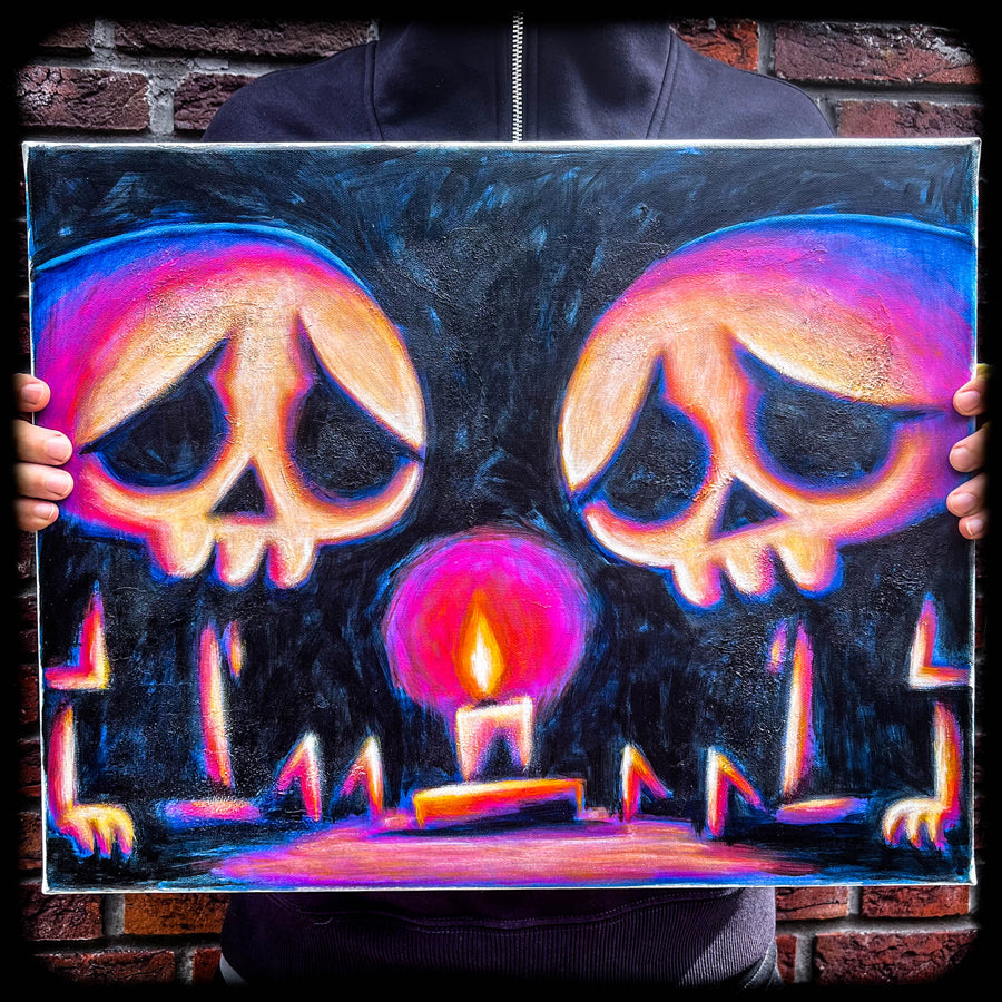 Last Light 40x50cm Painted Canvas – gothic art by Akumu Ink, alt fashion art from Akumu Ink Clothing