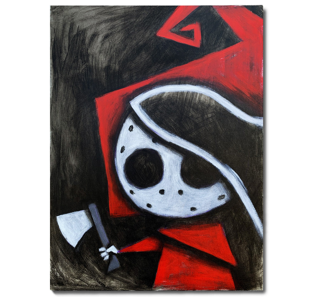 Riding Hood 30x40cm Painted Canvas – gothic art by Akumu Ink, alt fashion art from Akumu Ink Clothing