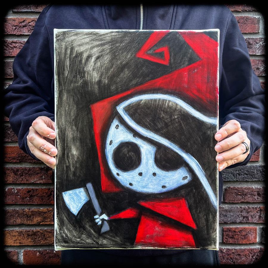 Riding Hood 30x40cm Painted Canvas – gothic art by Akumu Ink, alt fashion art from Akumu Ink Clothing