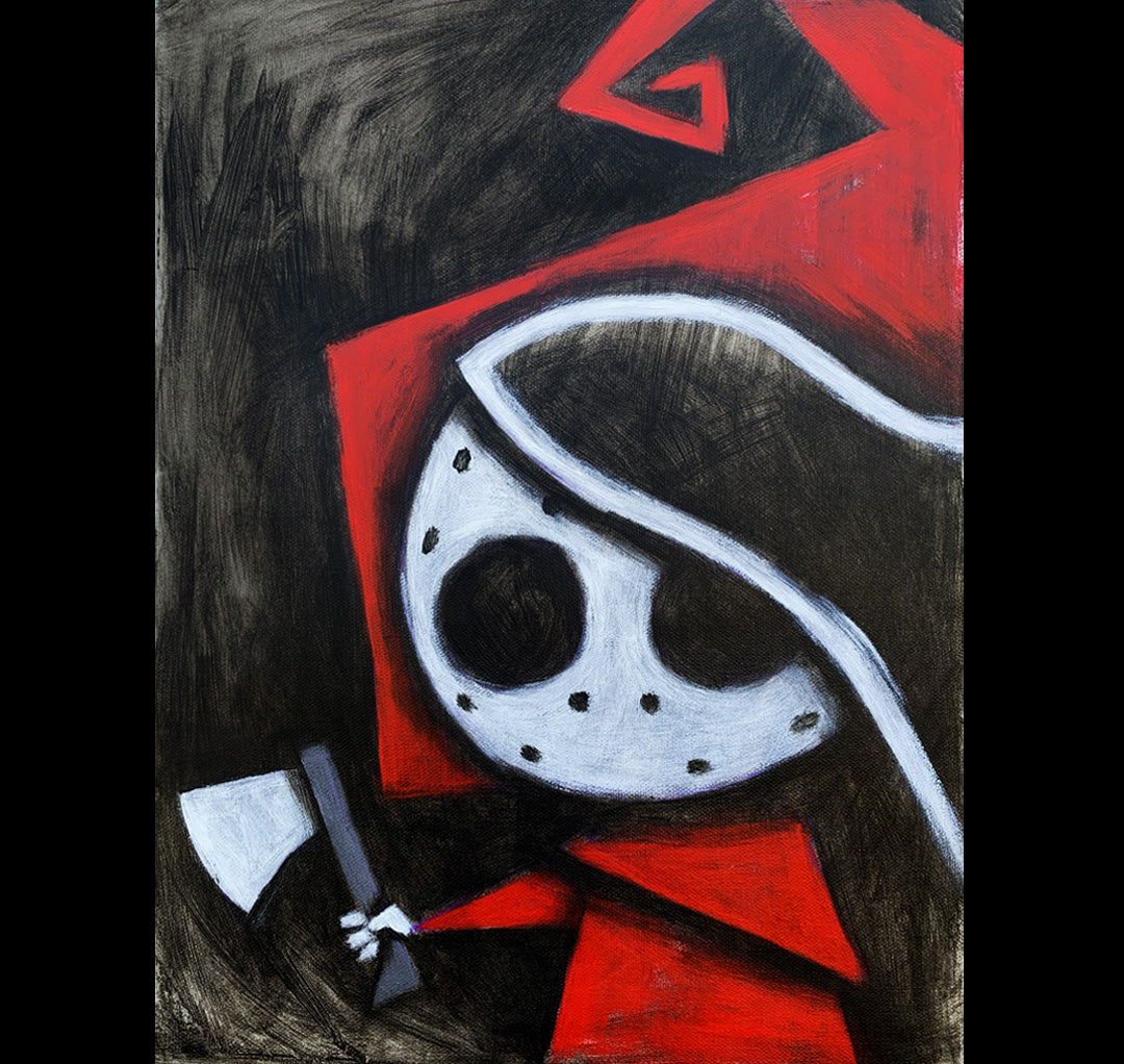 Riding Hood 30x40cm Painted Canvas – gothic art by Akumu Ink, alt fashion art from Akumu Ink Clothing