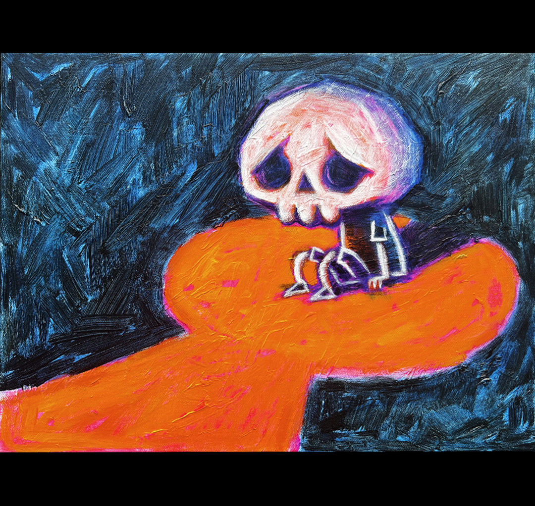 Is It Safe Yet? 30x40cm Painted Canvas – gothic art by Akumu Ink, alt fashion art from Akumu Ink Clothing