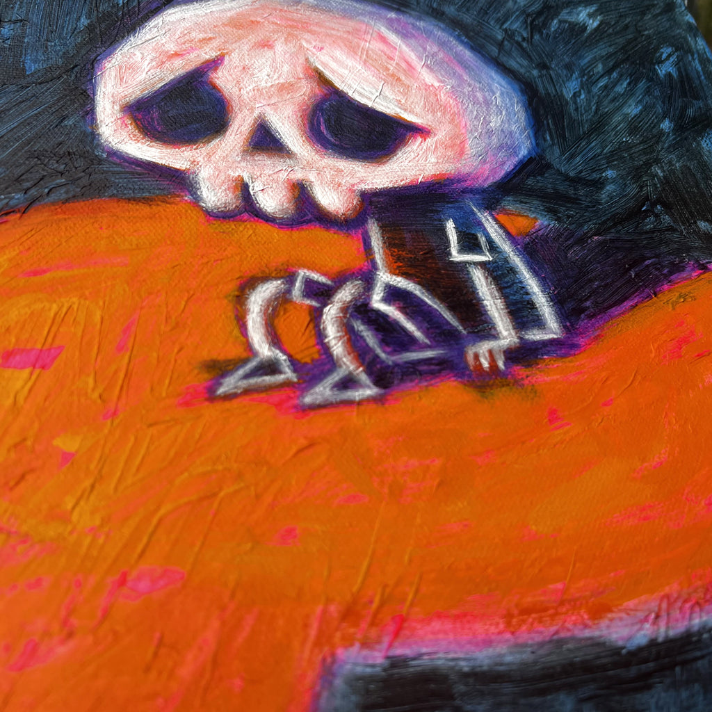 Is It Safe Yet? 30x40cm Painted Canvas – gothic art by Akumu Ink, alt fashion art from Akumu Ink Clothing