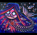 La Sirena 50x60cm Painted Canvas – gothic art by Akumu Ink, alt fashion art from Akumu Ink Clothing