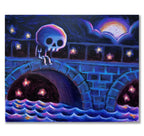 Sitting on a Bridge 40x50cm Painted Canvas – gothic art by Akumu Ink, alt fashion art from Akumu Ink Clothing