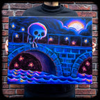 2025 Sitting on a Bridge Painted Canvas – gothic art by Akumu Ink, alt fashion art from Akumu Ink Clothing