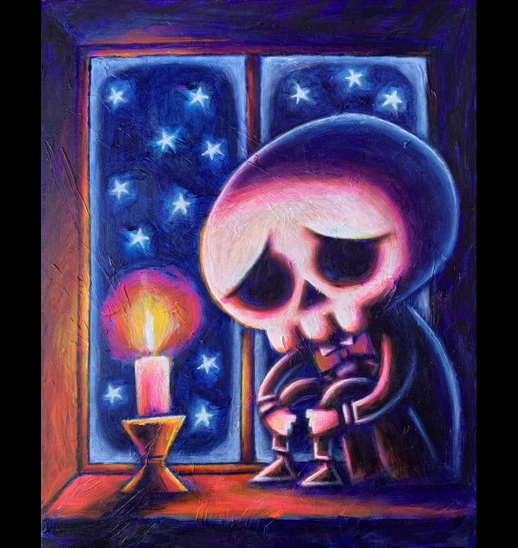 Seeking Warmth 40x50cm Painted Canvas – gothic art by Akumu Ink, alt fashion art from Akumu Ink Clothing