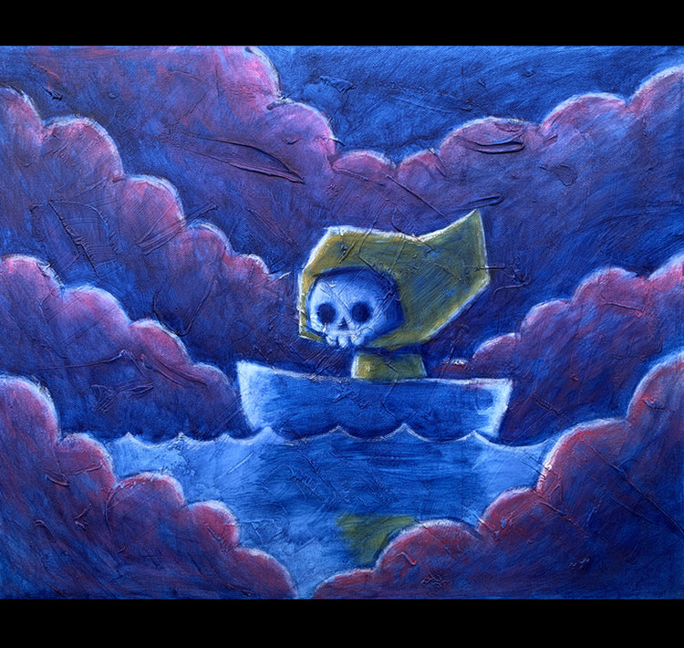 Adrift in the Mist 40x50cm Painted Canvas – gothic art by Akumu Ink, alt fashion art from Akumu Ink Clothing