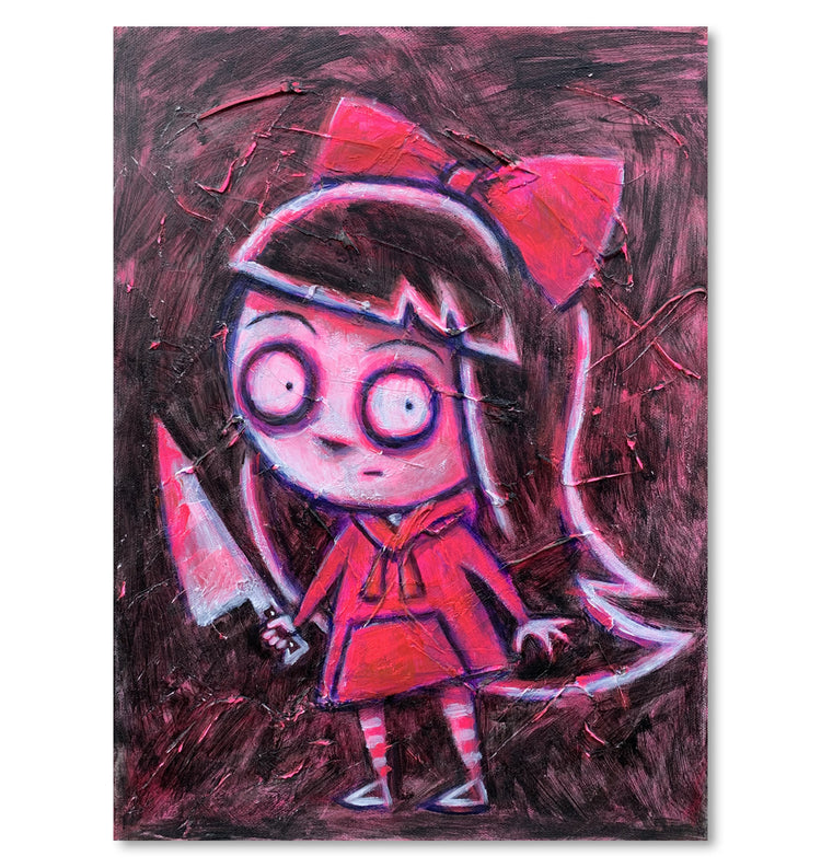 Alice Pink 30x40cm Painted Canvas – gothic art by Akumu Ink, alt fashion art from Akumu Ink Clothing