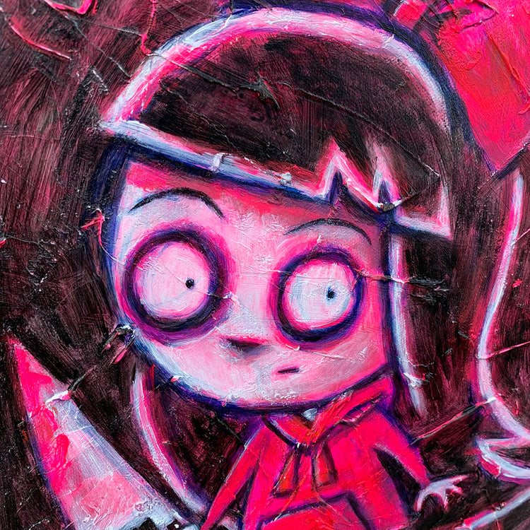 Alice Pink 30x40cm Painted Canvas – gothic art by Akumu Ink, alt fashion art from Akumu Ink Clothing