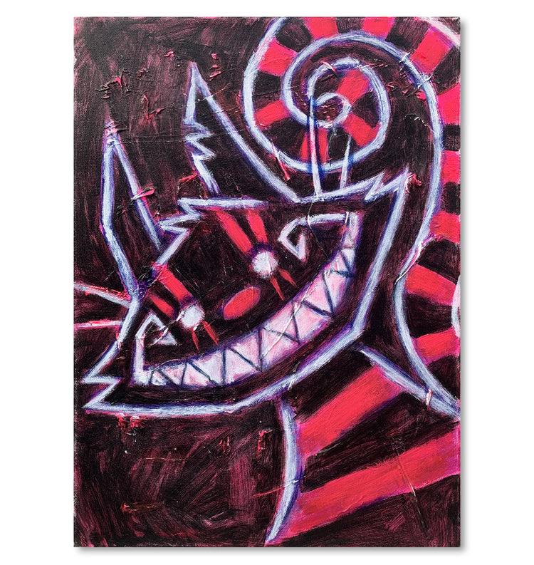 Cheshire Cat Pink 30x40cm Painted Canvas – gothic art by Akumu Ink, alt fashion art from Akumu Ink Clothing