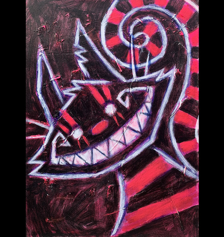 Cheshire Cat Pink 30x40cm Painted Canvas – gothic art by Akumu Ink, alt fashion art from Akumu Ink Clothing