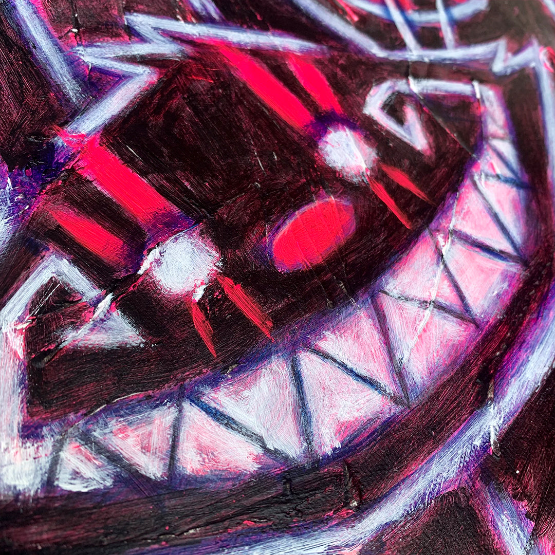 Cheshire Cat Pink 30x40cm Painted Canvas – gothic art by Akumu Ink, alt fashion art from Akumu Ink Clothing