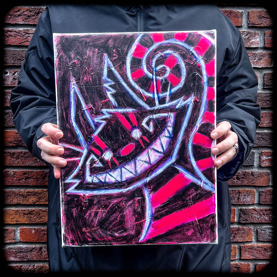 Cheshire Cat Pink 30x40cm Painted Canvas – gothic art by Akumu Ink, alt fashion art from Akumu Ink Clothing