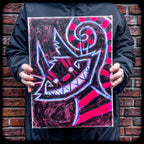 Cheshire Cat Pink 30x40cm Painted Canvas – gothic art by Akumu Ink, alt fashion art from Akumu Ink Clothing
