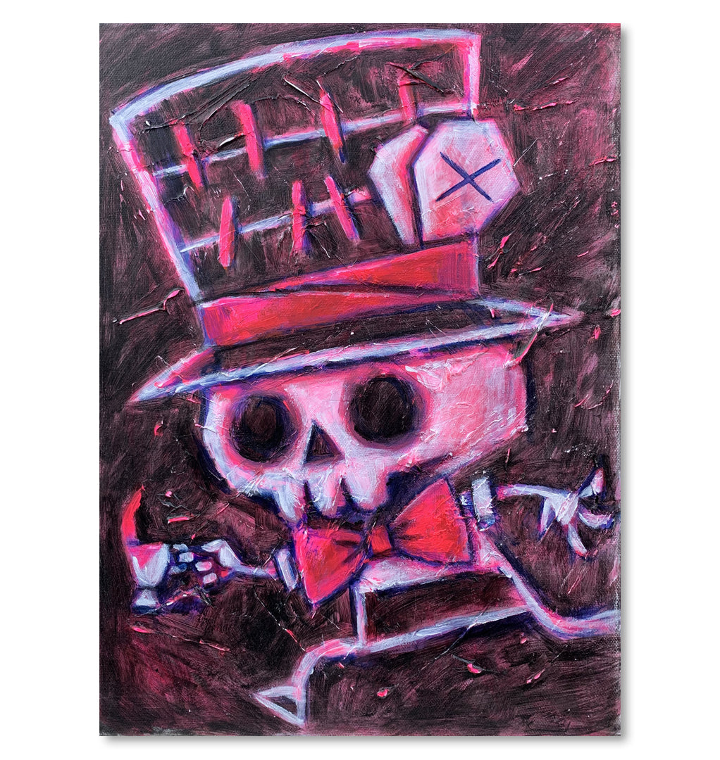Hatter Pink 30x40cm Painted Canvas – gothic art by Akumu Ink, alt fashion art from Akumu Ink Clothing