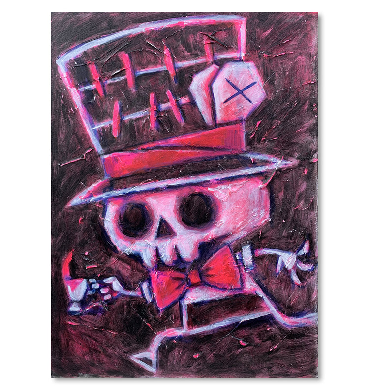Hatter Pink 30x40cm Painted Canvas – gothic art by Akumu Ink, alt fashion art from Akumu Ink Clothing