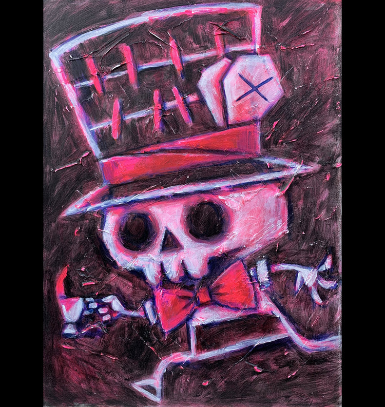 Hatter Pink 30x40cm Painted Canvas – gothic art by Akumu Ink, alt fashion art from Akumu Ink Clothing