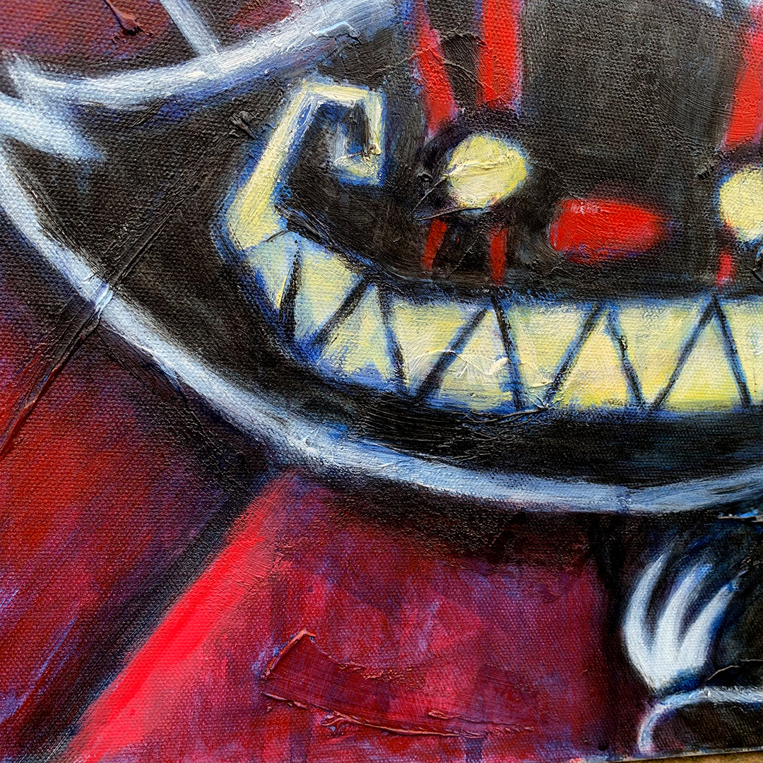 Queen and Cheshire 60x70cm Painted Canvas – gothic art by Akumu Ink, alt fashion art from Akumu Ink Clothing