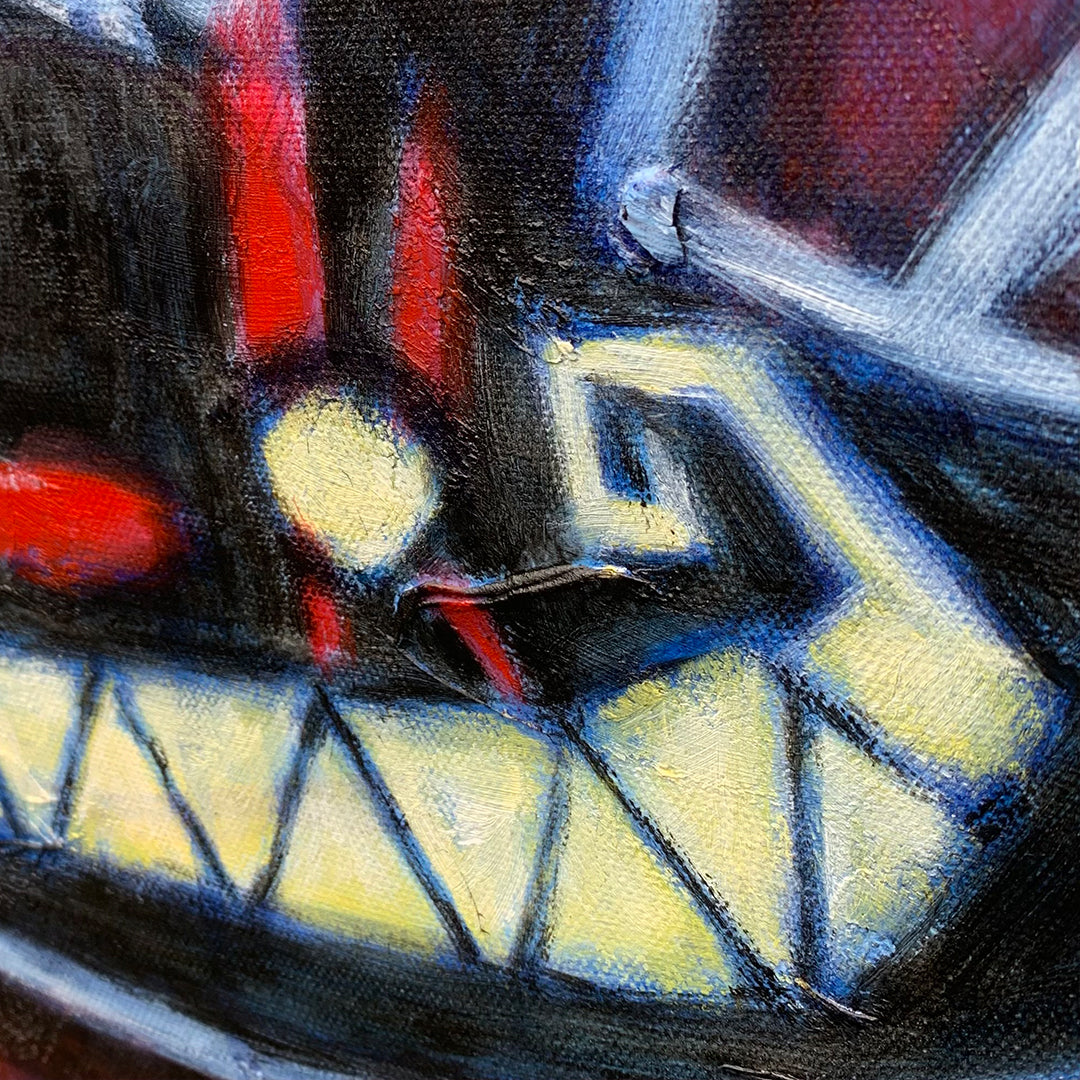 Queen and Cheshire 60x70cm Painted Canvas – gothic art by Akumu Ink, alt fashion art from Akumu Ink Clothing