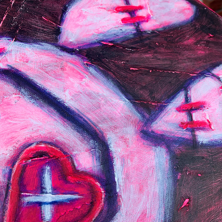 White Rabbit Pink 30x40cm Painted Canvas – gothic art by Akumu Ink, alt fashion art from Akumu Ink Clothing