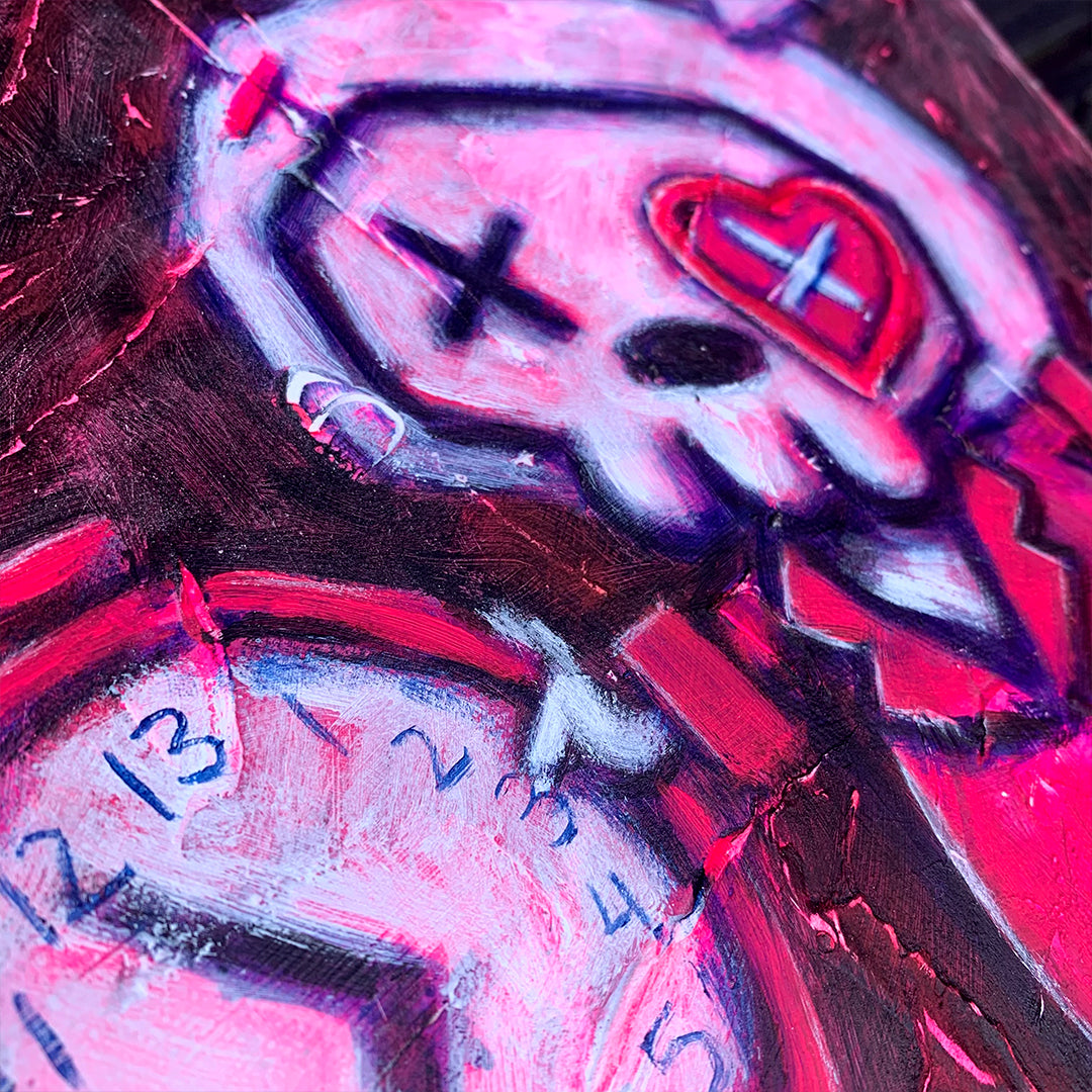 White Rabbit Pink 30x40cm Painted Canvas – gothic art by Akumu Ink, alt fashion art from Akumu Ink Clothing