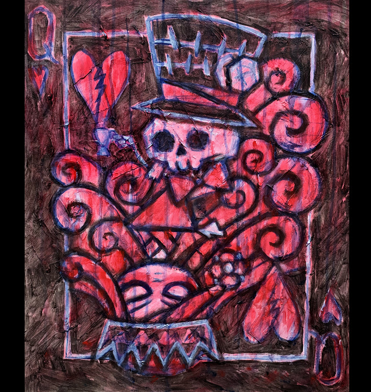 The Queen and the Mad Hatter 50x60cm Painted Canvas – gothic art by Akumu Ink, alt fashion art from Akumu Ink Clothing