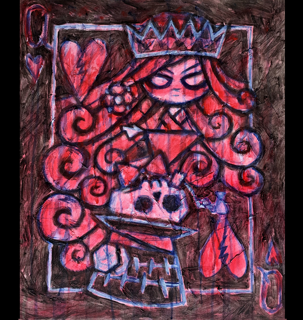 The Queen and the Mad Hatter 50x60cm Painted Canvas – gothic art by Akumu Ink, alt fashion art from Akumu Ink Clothing