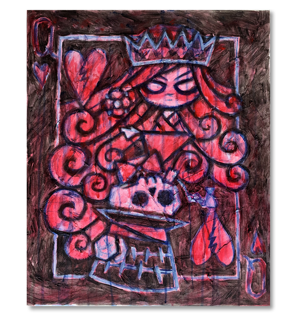 The Queen and the Mad Hatter 50x60cm Painted Canvas – gothic art by Akumu Ink, alt fashion art from Akumu Ink Clothing