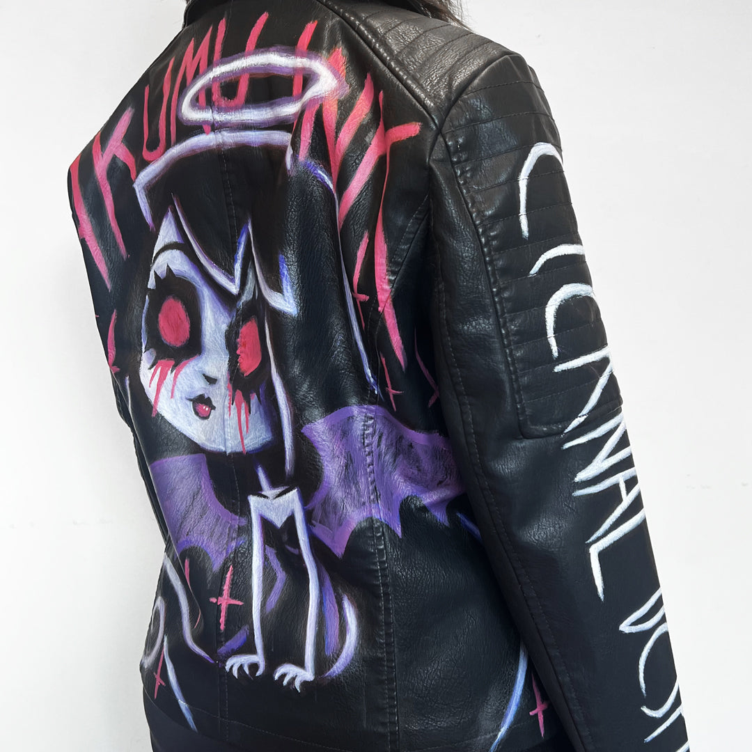 Eternal Despair Hand-Painted Jacket – gothic  by Akumu Ink Clothing, alt fashion art from Akumu Ink Clothing