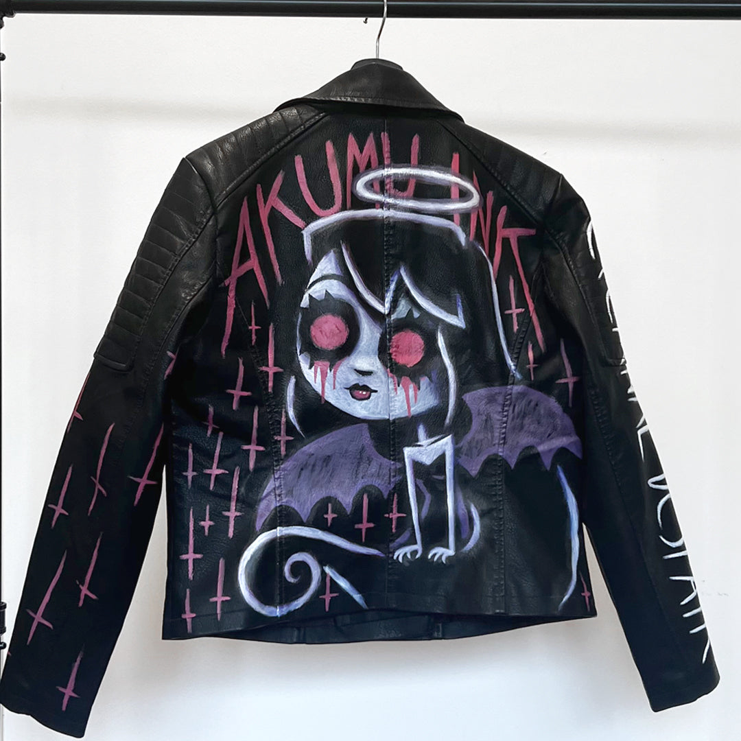 Eternal Despair Hand-Painted Jacket – gothic  by Akumu Ink Clothing, alt fashion art from Akumu Ink Clothing