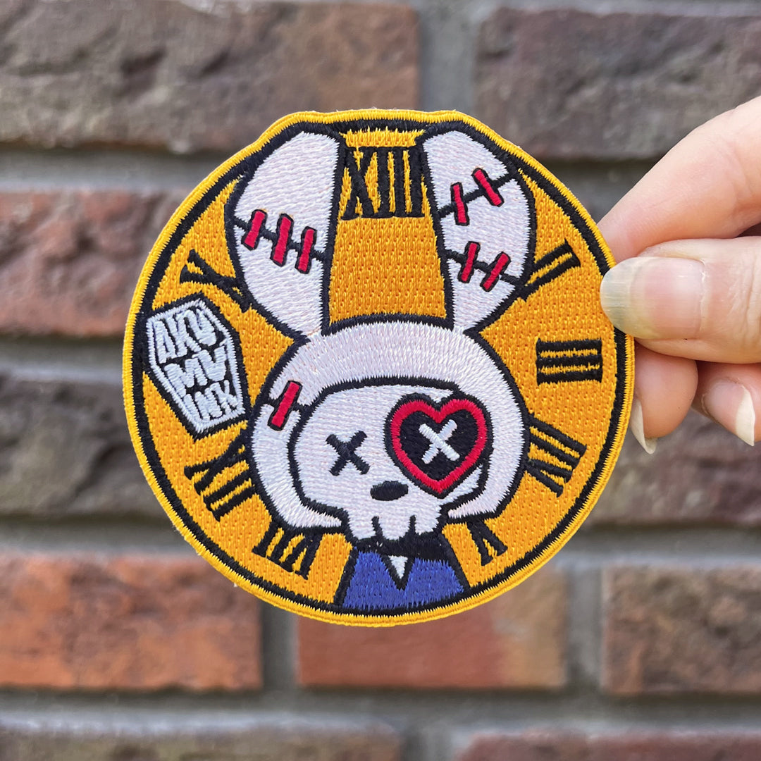 White Rabbit Patch – gothic Accessories by Akumu Ink, alt fashion art from Akumu Ink Clothing