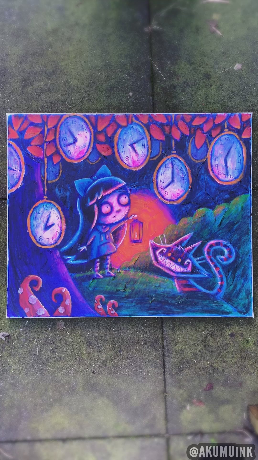 Auf dem Heimweg 50x60cm Bemalte Leinwand