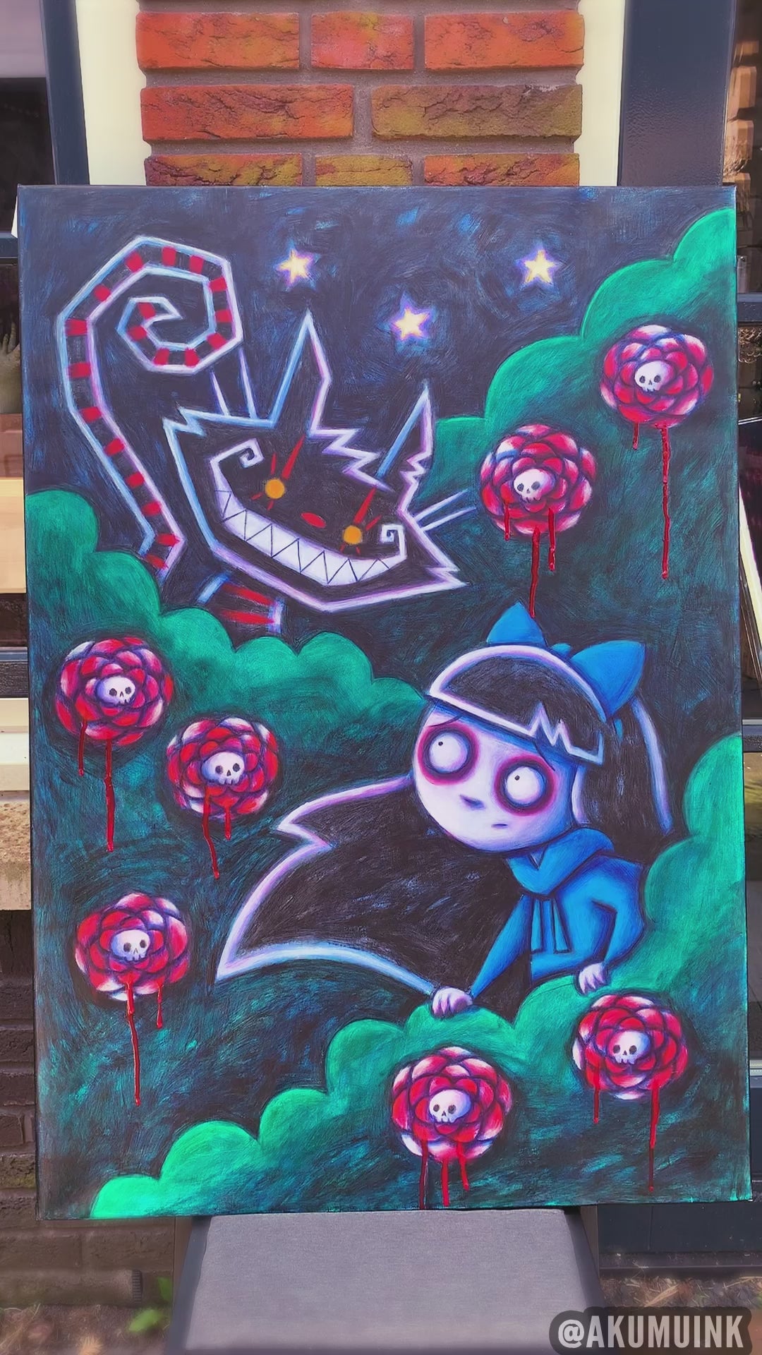 Alice in the Rose Bushes 70x100cm Painted Canvas