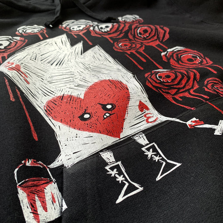 Akumu Ink Painting The Roses With Blood Unisex FLEECE Hoodie, long sleeve, Akumu ink, goth, emo